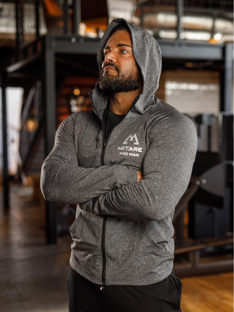 Sweat à capuche K085 gris MITARE PRO MAN