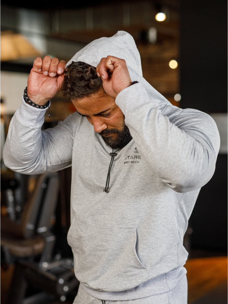 Sweat à capuche K088 gris clair MITARE PRO MAN