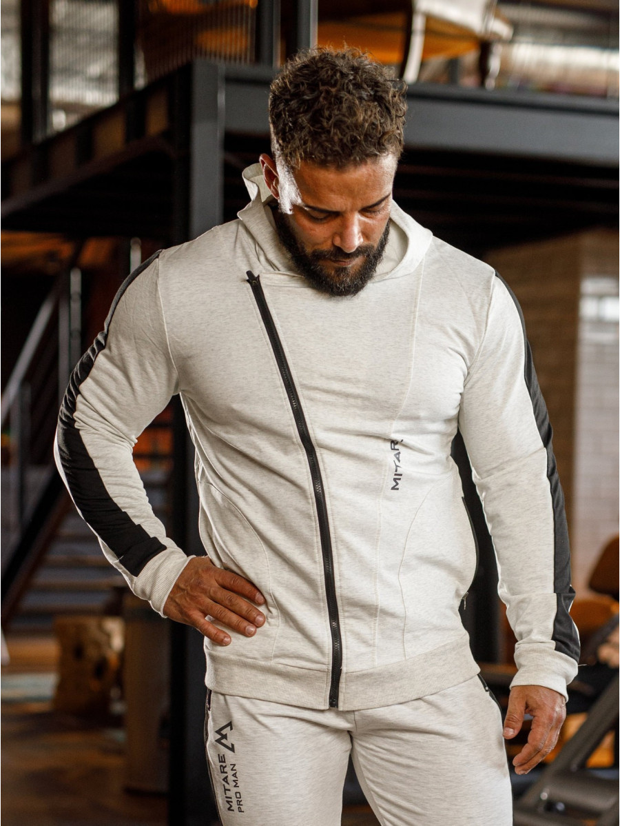 Sweat à capuche K097 gris clair MITARE PRO MAN